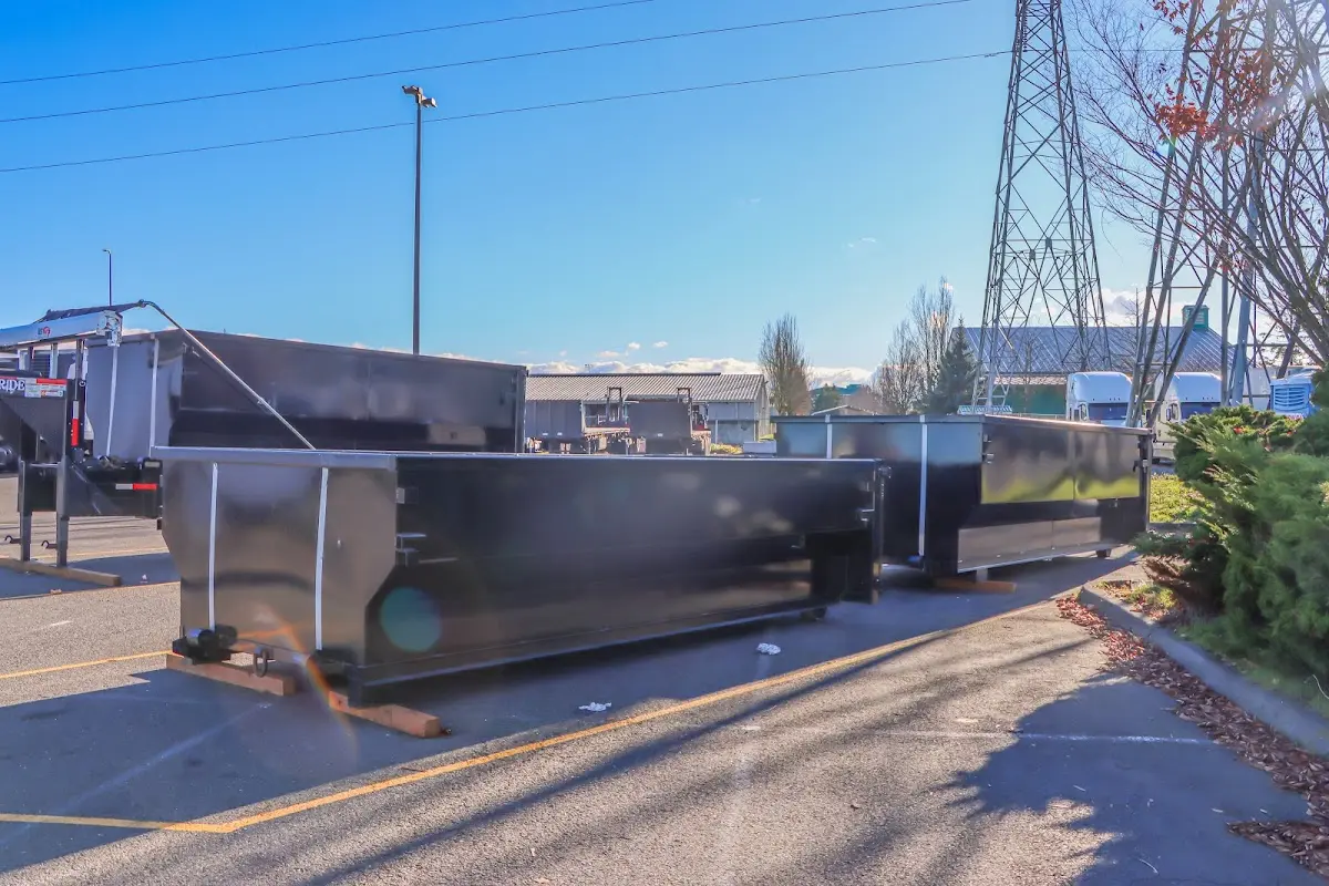 Roll-off dumpster ready for waste disposal at job site for Roll Off Dumpster Rental in Wesley Chapel